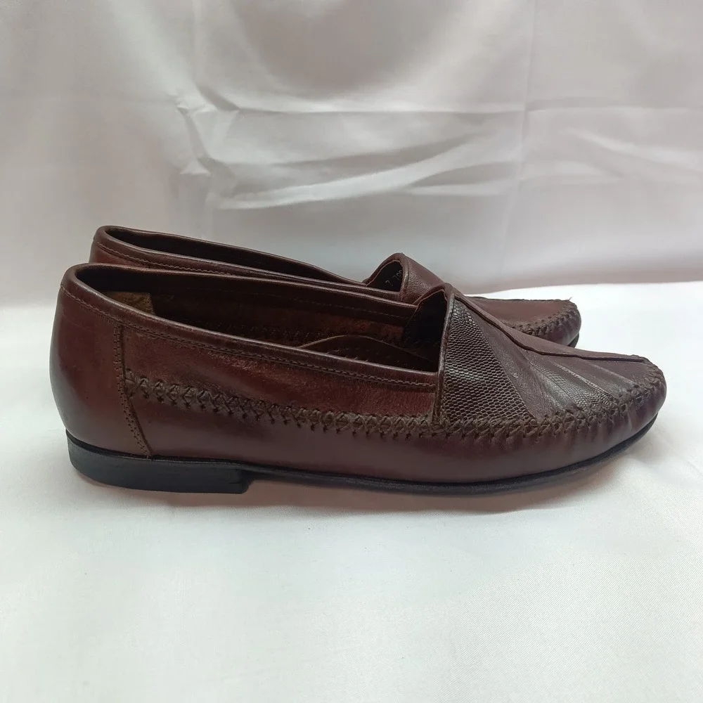 Jean-Pier Clemente Mens Brown Leather Handcrafted Loafers Brazil Slip On Shoes
